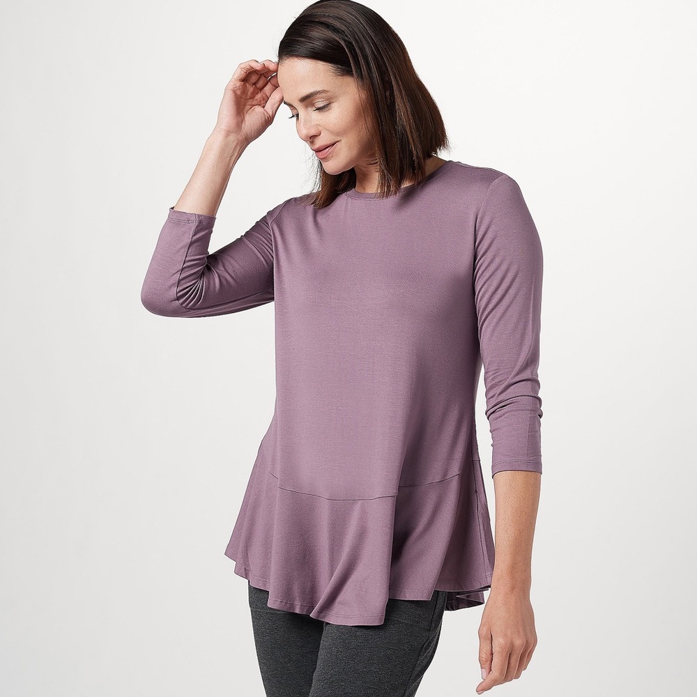 AnyBody EcoVero Elevated Basics Tunic Top- Plum (S) A452018
